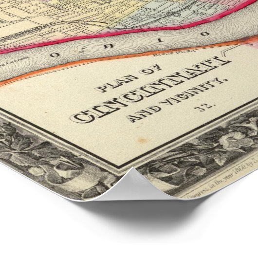 Plan von Cincinnati und Vicinity Poster (Ecke)