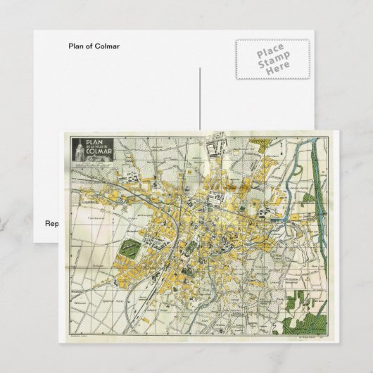 Plan von Colmar 1935 Postkarte (Vorne/Hinten)