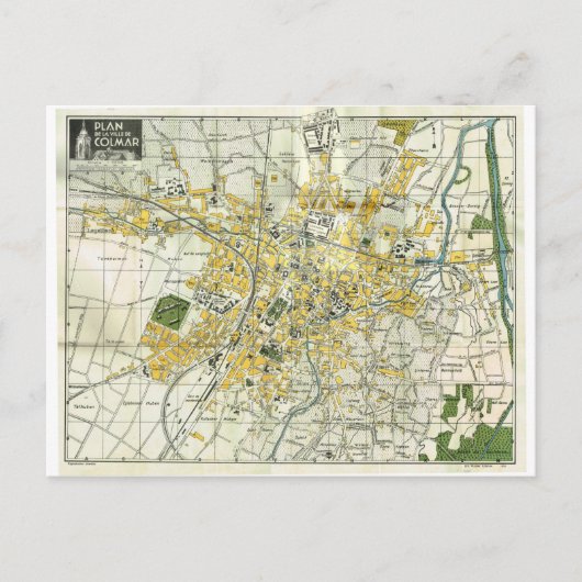 Plan von Colmar 1935 Postkarte (Vorderseite)