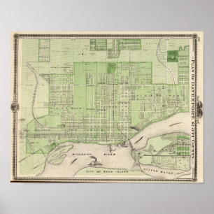 Plan von Davenport, Scott County, Staat von Iowa Poster