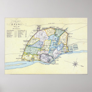 Plan von Delhi 1857-58, graviert von Guyot & Poster