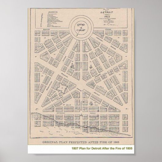 Plan von Detroit 1807 Poster (Vorne)