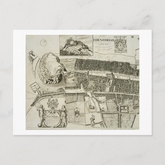 Plan von Edinburgh, Pub. von John Smith (c.1652-17 Postkarte (Vorderseite)