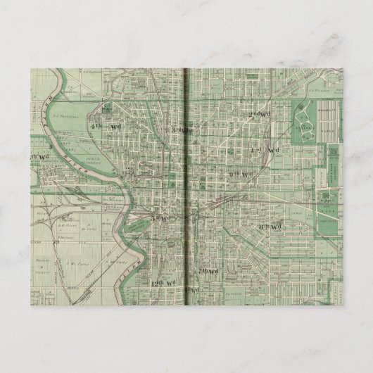 Plan von Indianapolis Postkarte (Vorderseite)
