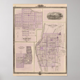Plan von Iowa City, Plan von Marengo Poster