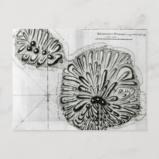 Plan von König Georges Island oder Otheite, 1769 Postkarte (Vorderseite)