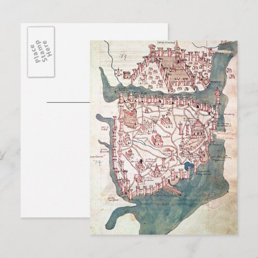 Plan von Konstantinopel Postkarte (Vorne/Hinten)
