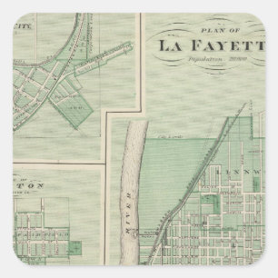 Plan von La Fayette mit Schlachtfeld Stadt Quadratischer Aufkleber