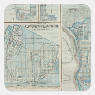 Plan von Lawrenceburgh Quadratischer Aufkleber