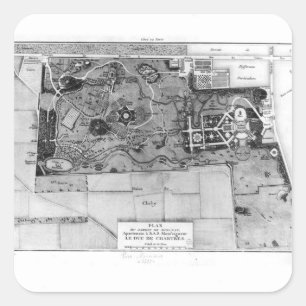 Plan von Parc Monceau in Paris Quadratischer Aufkleber