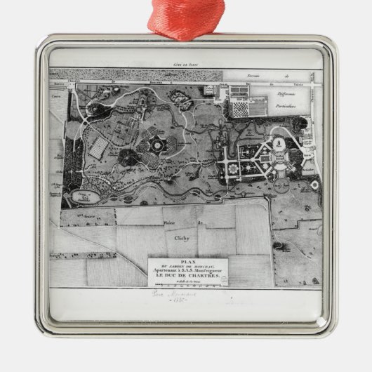 Plan von Parc Monceau in Paris Silbernes Ornament (Vorne)