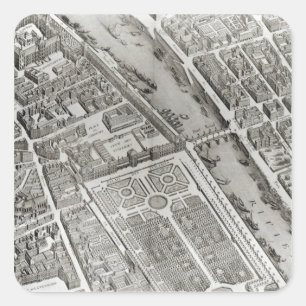 Plan von Paris, bekannt als 'Plan de Turgot' Quadratischer Aufkleber