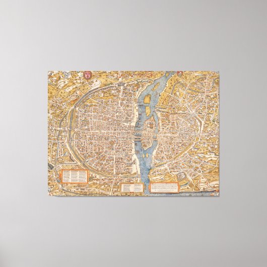 Plan von Paris durch Truschet et Hoyau Circa 1550 Leinwanddruck (Vorderseite)