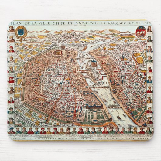 Plan von Paris fasste durch ein chronologisches Mousepad (Vorne)