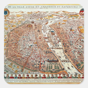 Plan von Paris fasste durch ein chronologisches Quadratischer Aufkleber