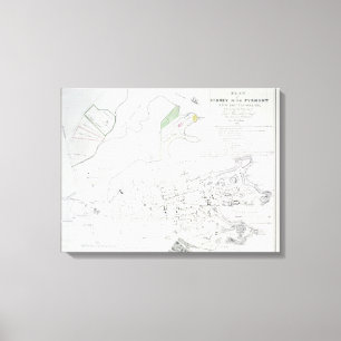 Plan von Sydney mit Pyrmont, New South Wales, Leinwanddruck