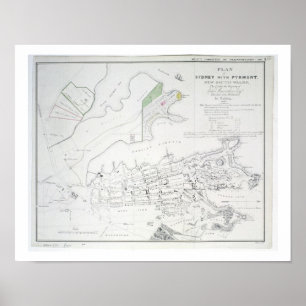 Plan von Sydney mit Pyrmont, New South Wales, Poster