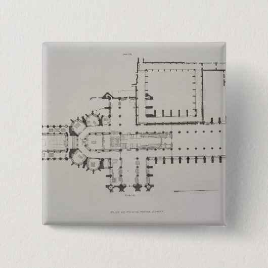 Plan von Westminster Abbey, überziehen 1 von Button (Vorderseite)