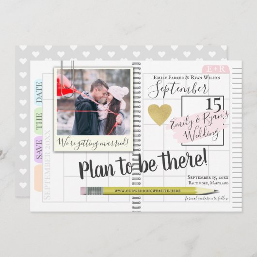 Plan zum Foto des Bullet Journal Calendar Save The Date (Vorne/Hinten)