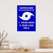 Plan zur Evakuierung des Hurrikans 1. Bier 2. Lauf Poster (Küche)