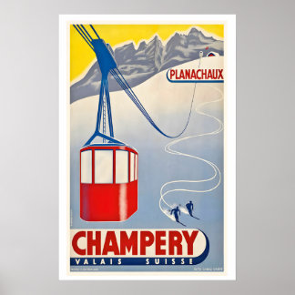 Planachaux Champéry Wallis Schweiz Vintage-Ski Poster