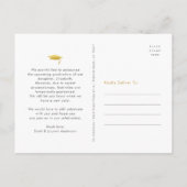 Planänderung Abschluss Goldtypografie Einladungspostkarte (Rückseite)