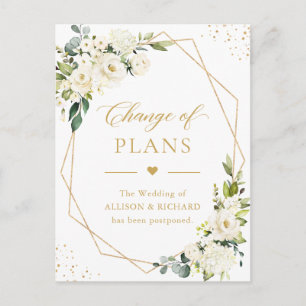 Planänderung Elegant Gold Geometrisch Rose Floral Postkarte