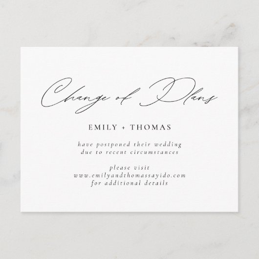 Planänderung Minimalistisch moderne Schrift Postkarte (Vorderseite)