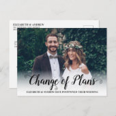 Planänderung Modernes Kalligrafisches Script-Foto Ankündigungspostkarte (Vorne/Hinten)