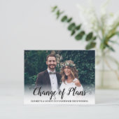 Planänderung Modernes Kalligrafisches Script-Foto Ankündigungspostkarte (Stehend Vorderseite)