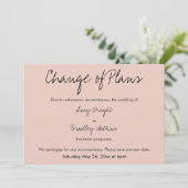 "Planänderung" Zurückgestellte Hochzeitsblütekarte Einladung (Stehend Vorderseite)