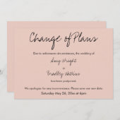 "Planänderung" Zurückgestellte Hochzeitsblütekarte Einladung (Vorne/Hinten)