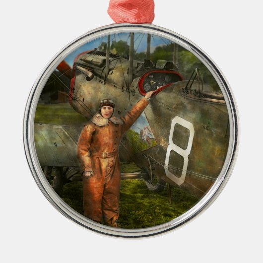 Plane - First One-Stopp Flight Across the US - 192 Silbernes Ornament (Vorne)