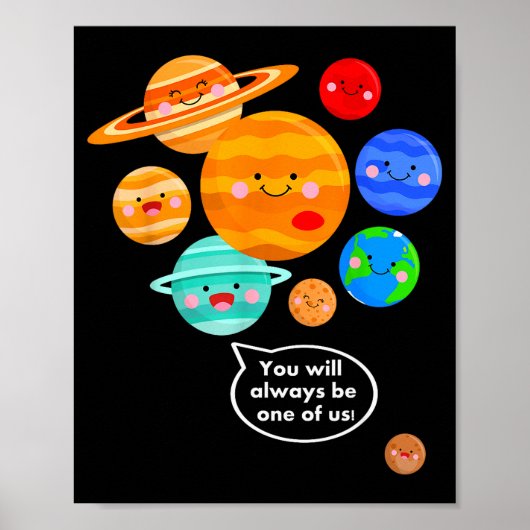 Plane Funny Cartoon Planets Never Forget Poster (Vorne)