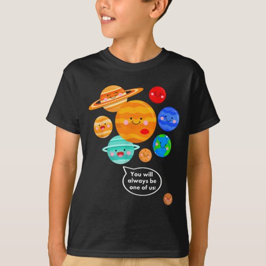 Plane Funny Cartoon Planets Never Forget T-Shirt (Vorderseite)