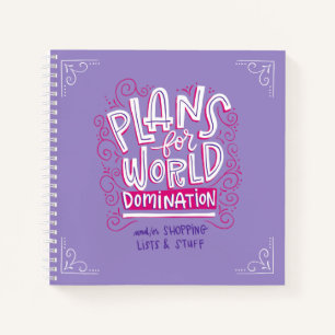 Pläne für das World Domination Notebook (lila Notizblock