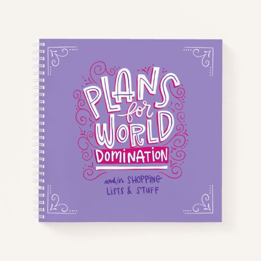 Pläne für das World Domination Notebook (lila Notizblock (Vorderseite)