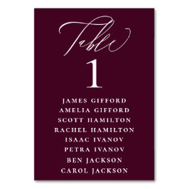 Plane Lila Kalligrafie-Seekarte Tischnummer