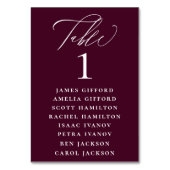 Plane Lila Kalligrafie-Seekarte Tischnummer (Vorderseite)