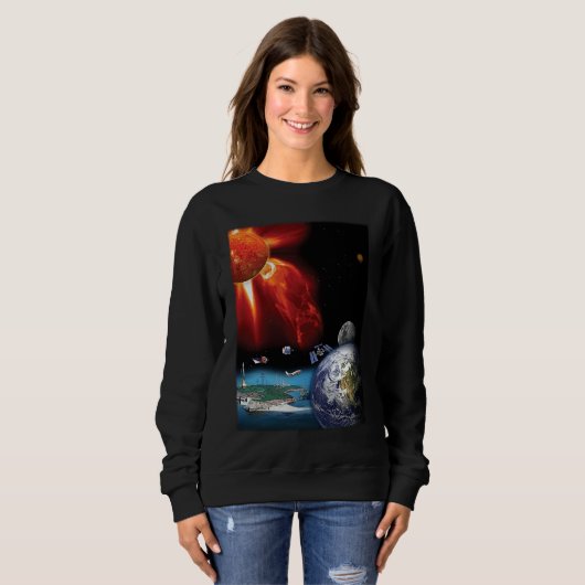 Plane Planet Outer Space Solar System Sweatshirt (Vorne ganz)