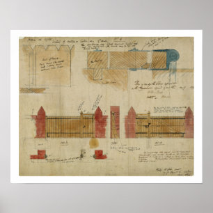 Pläne und Erhöhungen für das Rote Haus, Bexley Hea Poster