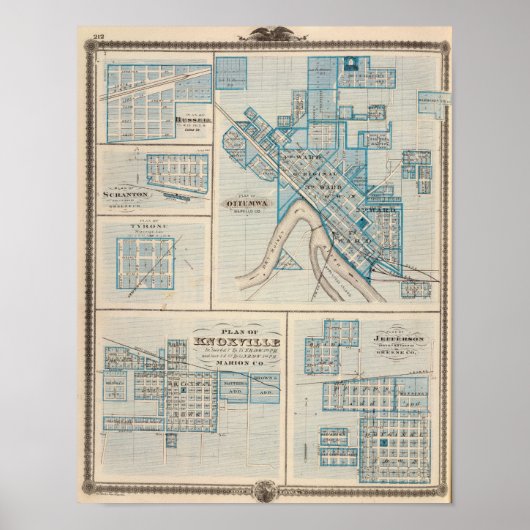 Pläne von Ottumwa, Russell, Scranton Poster (Vorne)