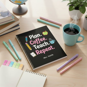 Planen. Kaffee. Unterrichten. Wiederholen. Lustige Planer