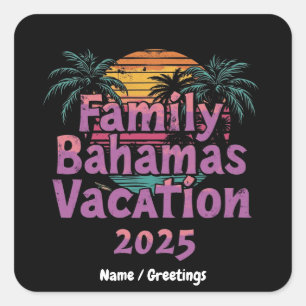 Planen Sie Ihren Urlaub in Bahamas für die ganze F Quadratischer Aufkleber