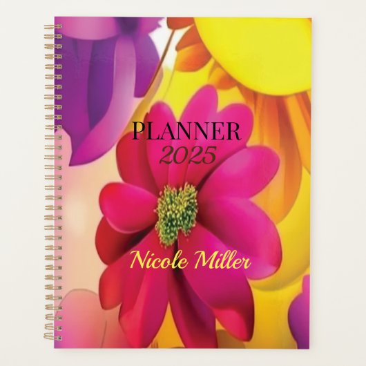 Planer 2024 Blumen in Rosa (Vorderseite)