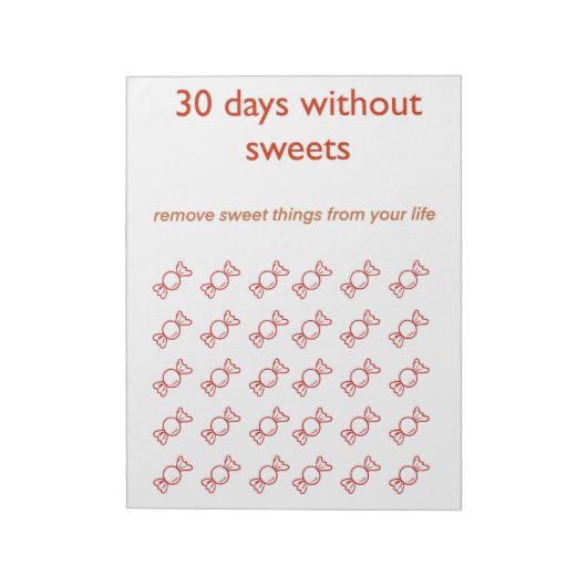 Planer 30 Tage ohne Zucker Notizblock (Rotiert)