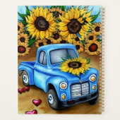 Planer Aquarell Blauer LKW Vintage Sonnenblume (Rückseite)