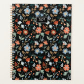 Planer Elegante Blume Black Orange Blue Floral (Vorderseite)