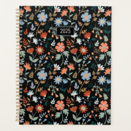 Planer Elegante Blume Black Orange Blue Floral