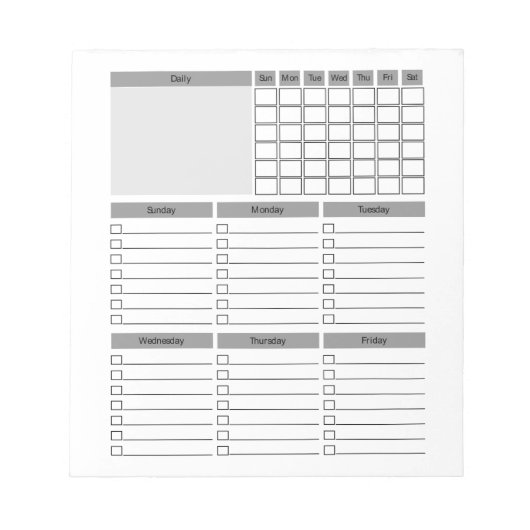 Planer für den Tagesplan Notepad Notizblock (Vorderseite)